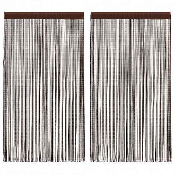 vidaXL Provázkové záclony, 2 ks, 100x250 cm, hnědá