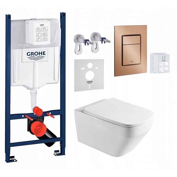 Wc stojan Grohe Rapid Sl s mísou Wc Naron a tlačítkem kartáčovaná měď