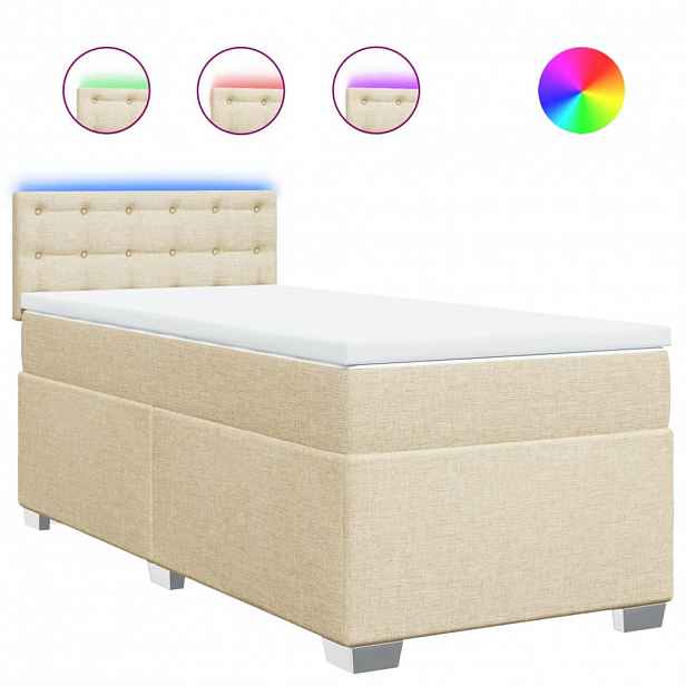 vidaXL Box spring postel s matrací krémová 90x190 cm textil
