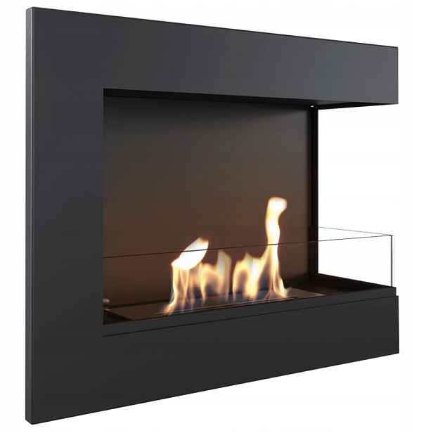 Biokrb Kratki rohový závěsný bezkouřový Delta/p Sklo 600x280 černý Tuv