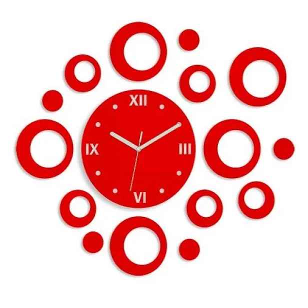 ModernClock 3D nalepovací hodiny Rings červené