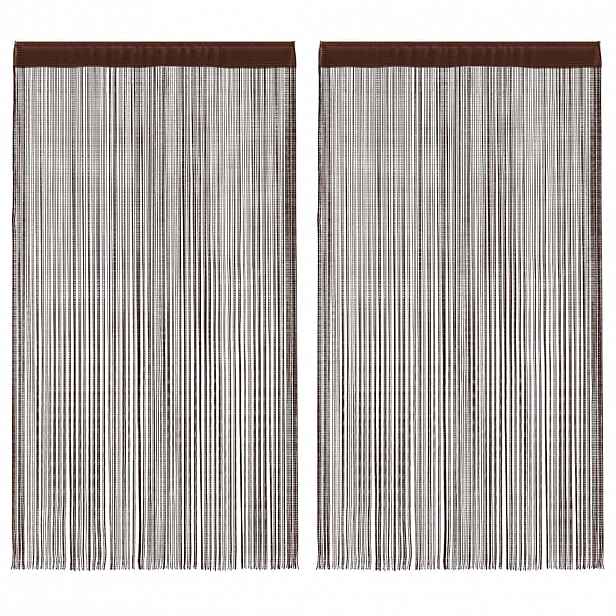 vidaXL Provázkové záclony, 2 ks, 140x250 cm, hnědá