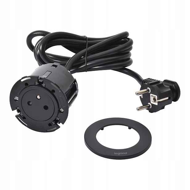 Nábytková zásuvka 2P+Z Disq 60 Černá Legrand 654721