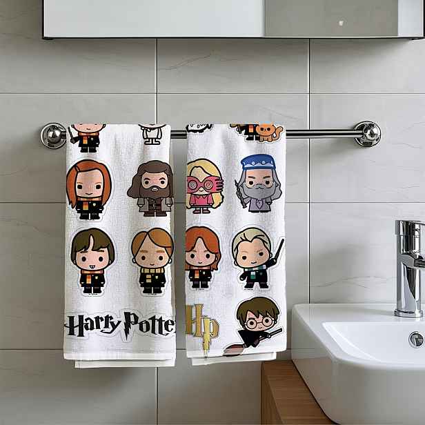 TEMU 2ks Bros Tématické Ručníky - Super Měkká Mikrovlákna s Živými Designy Postav (Hagrid, Hermione, Ron, ) pro Obličej, Ruce, Nádobí - Perfektní