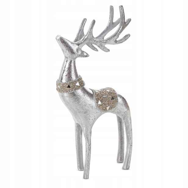 Vánoční figurka Jelen 12x6x30 stříbrná