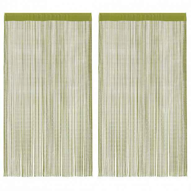 vidaXL Provázkové záclony, 2 ks, 140x250 cm, zelená