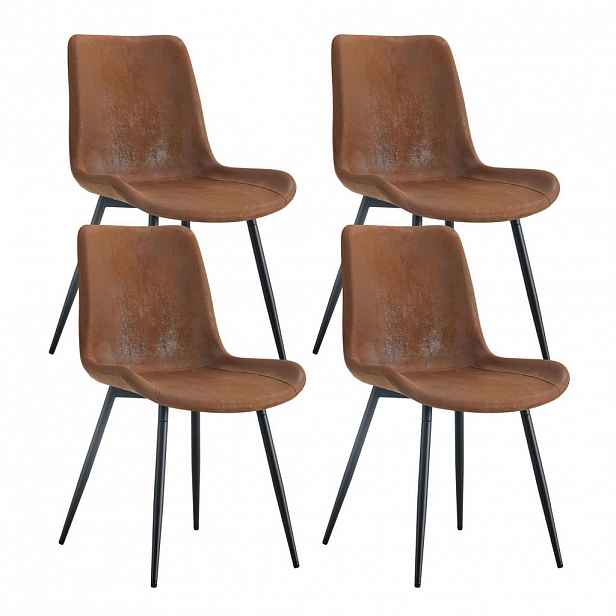 Urban Meuble JÍDELNÍ ŽIDLE ergonomické (sada 4 ks), technická látka, čalouněné s kovovými nohami