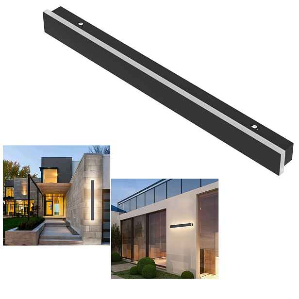 20W Led nástěnné svítidlo Fasádní nástěnná lampa černá 60 cm bílá, teplá, IP65