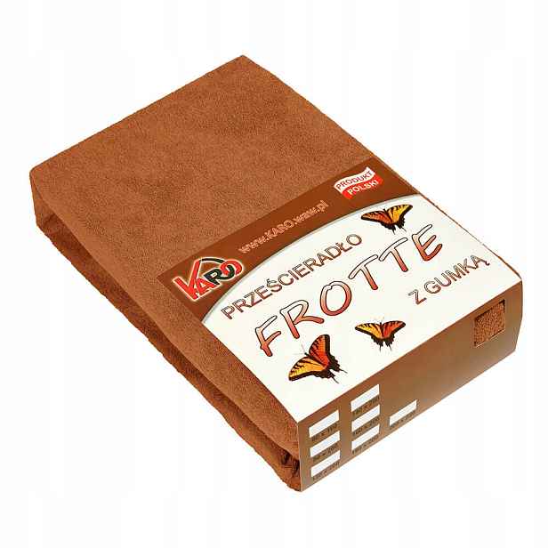Froté prostěradlo s gumou 200x220 hnědé g Karo