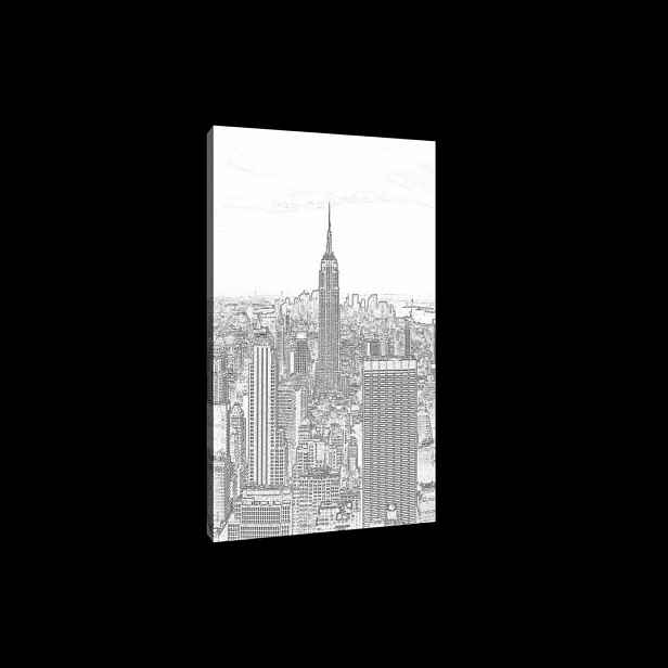 Obraz 50x70 New York Manhattanská architektura Černobílá grafika
