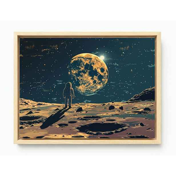 Obraz Rám Americký Box Space Art Kosmos Astronauta Měsíc Planeta 80x60