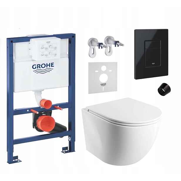 7v1 Podomítkový Wc Set Stelaz 820 mm Wc Mísa Omnires, Tlačítko Černé