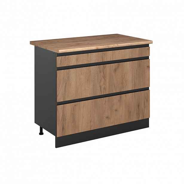 Vicco SPODNÍ SKŘÍŇKA KUCHYŇSKÉ LINKY R-Line, Zlatý mocný dub/Antracit, 100 cm pracovná doska Dub Goldkraft