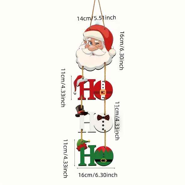 TEMU 2D Plochý, 2D Plochý Vánoční Dřevěný Znak Santa Claus - Bez Baterií Vánoční Dekorace na Dveře s Šiškami a Cesmínou, Ideální pro Přední Verandu a