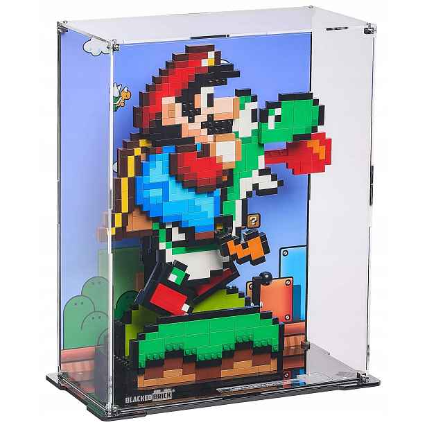 Vitrína s pozadím Blacked Brick pro Lego 71438 Mario World: Mario a Yoshi