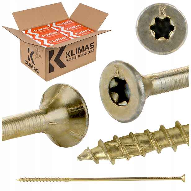 Vruty do dřeva Torx 8x280 mm 400 ks tesařské kuželové Klimas Wkcs