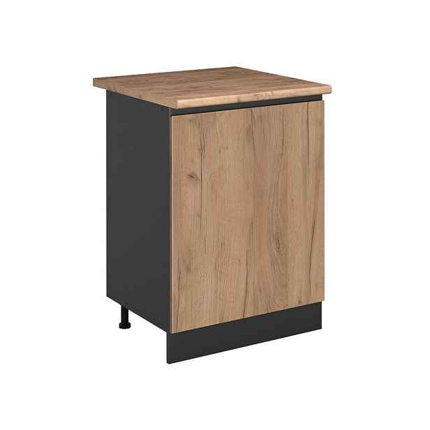 Vicco SPODNÍ SKŘÍŇKA KUCHYŇSKÉ LINKY R-Line, Zlatý mocný dub/Antracit, 60 cm s 1 dveřmi pracovná doska Dub Goldkraft