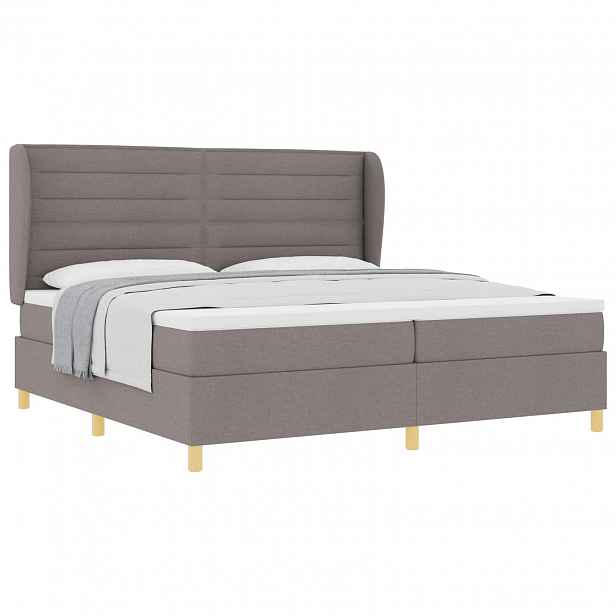 vidaXL Postel s boxspringem s čelo Taupe 200 x 200 cm textil