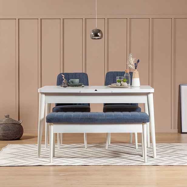 Jídelní set s rozkládacím stolem a židlemi (4 kusy) Vina 1048 - Dark Blue, White