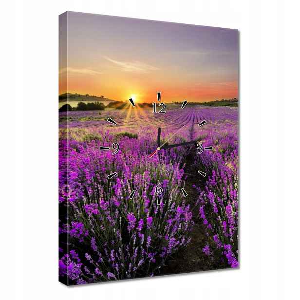 Nástěnné hodiny 40x60 Pole levandule Západ