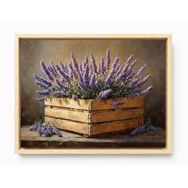 Obraz Rám Americký Box Dekorace Dřevěná Krabička Květiny Levandule 80x60