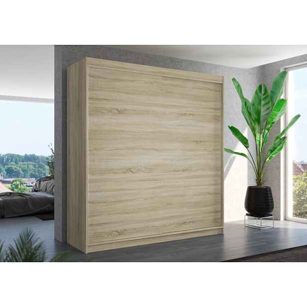 Šatní skříň s posuvnými dveřmi 200 cm HAVRIS - dub sonoma