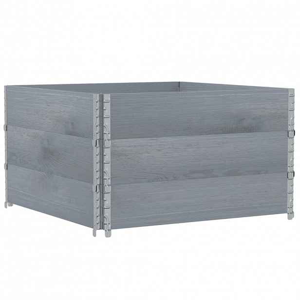 vidaXL Paletové nástavce 3 ks šedé 100 x 100 cm masivní borové dřevo