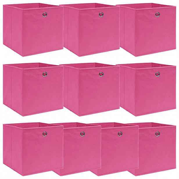 vidaXL Úložné boxy 10 ks růžové 32 x 32 x 32 cm textil