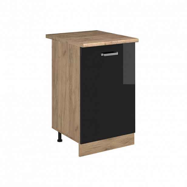 Vicco SPODNÍ SKŘÍŇKA KUCHYŇSKÉ LINKY R-Line, Černý vysoký lesk/Zlatý mocný dub, 50 cm pracovná doska Dub Goldkraft