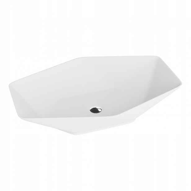 Geometrické umyvadlo na desku Sovena bílý design, snadná montáž