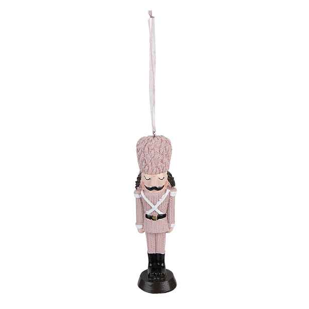 Růžová antik vánoční závěsná dekorace soška Louskáček - 4*3*13 cm Clayre & Eef