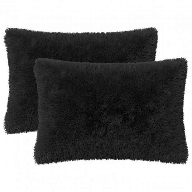 vidaXL Povlak na polštář 2 pcs HEERLEN Černá 50 x 75 cm PV fleece