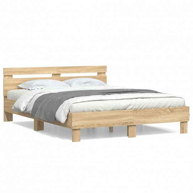 vidaXL Rám postele s čelem dub sonoma 140 x 190 cm kompozitní dřevo