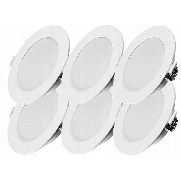 6x Plochý zapuštěný panel Slim Led 6W 230V Lampička Studená barva 6500K