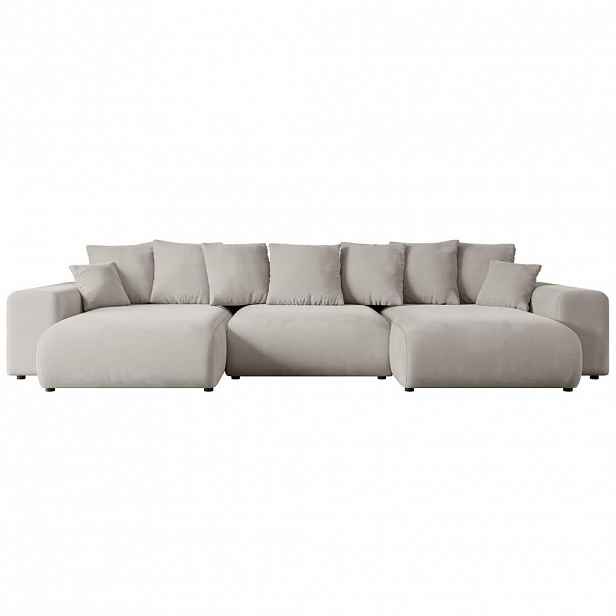ALTDECOR SEDACÍ SOUPRAVA s funkcí lůžka ESKAR-U - 364 x 176 x 72 cm světle hnědý velur