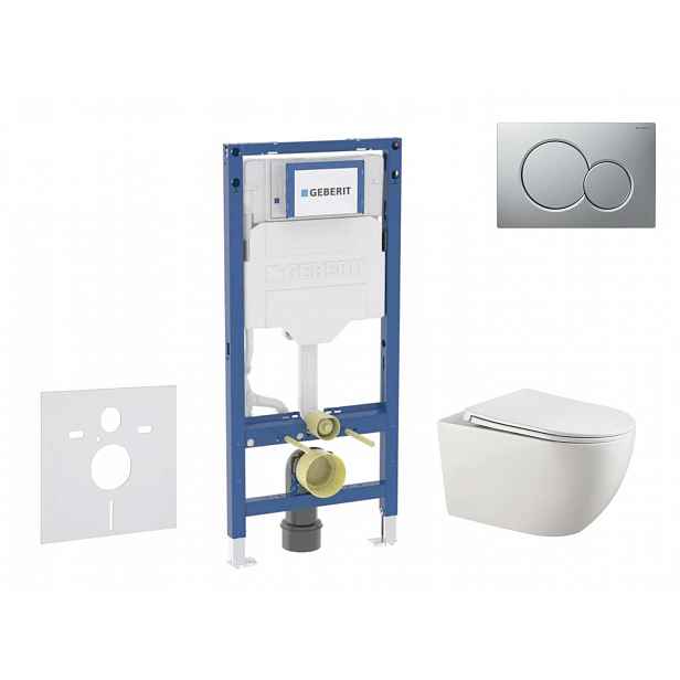 Geberit Duofix - Set předstěnové instalace, klozetu Gaia a sedátka softclose, tlačítko Sigma01, lakovaný matný chrom SANI11CA1135B