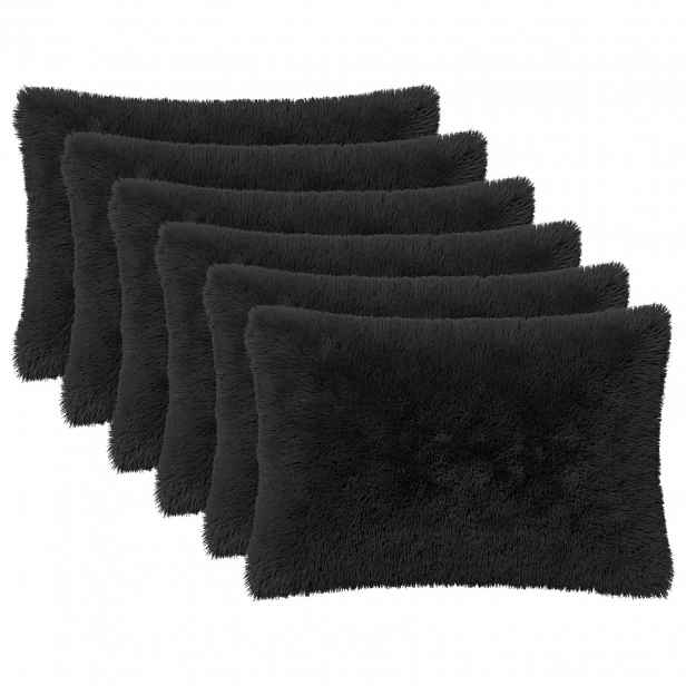 vidaXL Povlak na polštář 6 pcs HEERLEN Černá 50 x 75 cm PV fleece