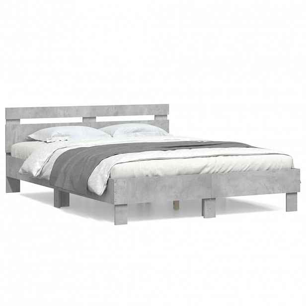 vidaXL Rám postele s čelem betonově šedý 140 x 190 cm kompozitní dřevo
