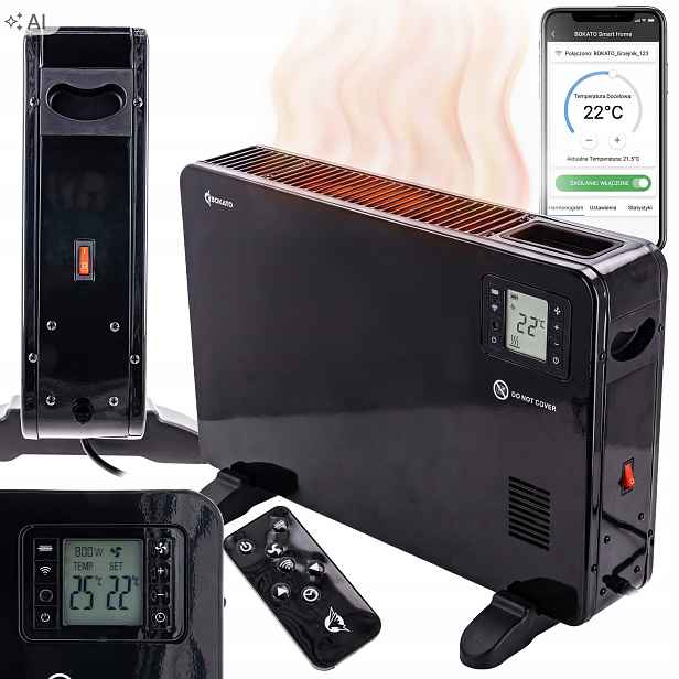 Elektrický Konvektorový Ohřívač 2 kW Termostat 3 Úrovně Wifi Pilot Bokato