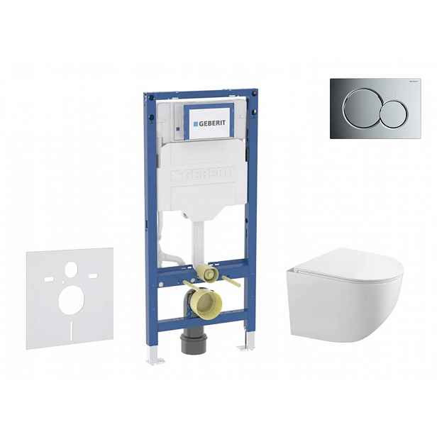 Geberit Duofix - Set předstěnové instalace, klozetu Gaia a sedátka softclose, tlačítko Sigma01, lesklý chrom SANI11CA1126B