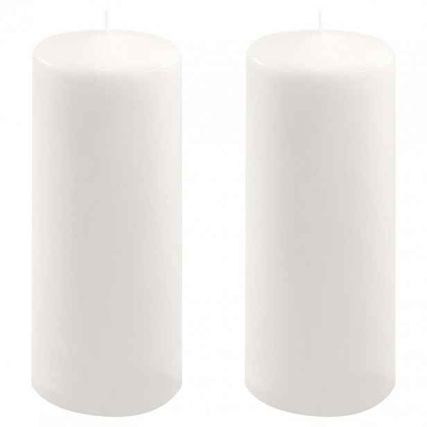 Sada sloupových svíček, 25 cm, Ø 10 cm, bílá, 2 ks