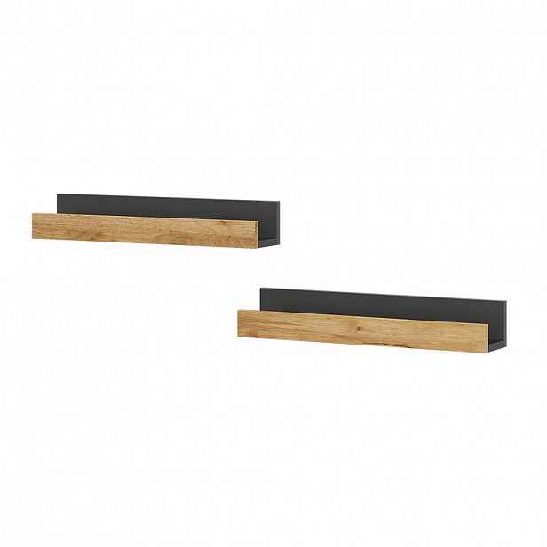 Vicco NÁSTĚNNÁ POLICE Tomy Antracit/zlatý dub 60 x 10 cm Sada 2 kusů