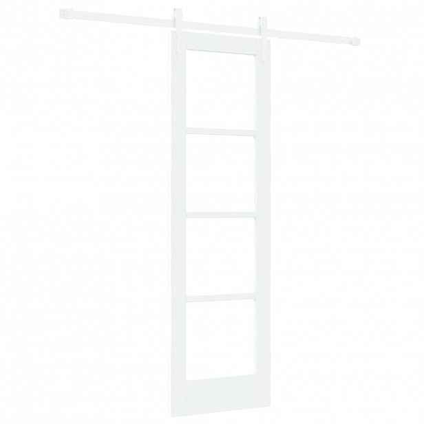 vidaXL Posuvné dveře 61 x 198,5 cm Masivní borové dřevo a sklo Bílá