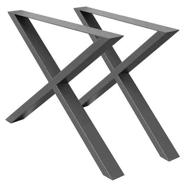 ECD-Germany SADA 2 kusů nohou ke stolu 60 x 72 cm antracitová barva ve tvaru X