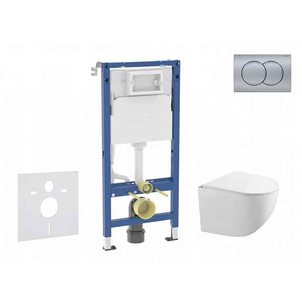 Geberit Duofix - Set předstěnové instalace, klozetu Gaia a sedátka softclose, tlačítko Delta01, matný chrom SANI11CA1131B
