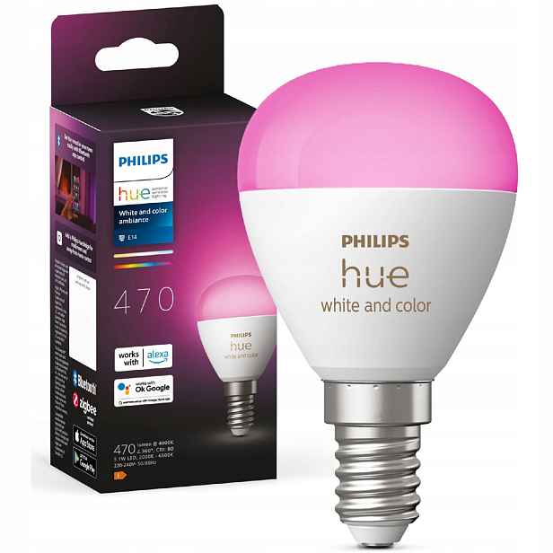 Led žárovka E14 P45 5,1W 470lm 2000 6500K Tw Rgb Smart Philips Hue