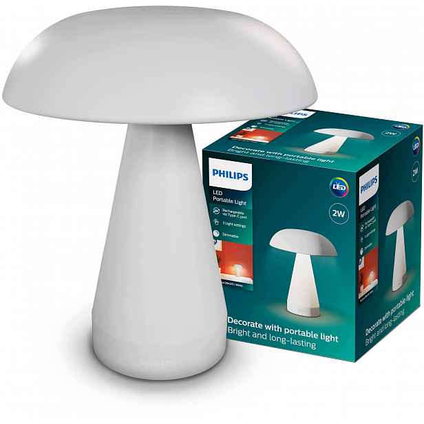Stolní lampa Noční Stolní Led Usb Dotyková Bezdrátová Bílá Philips
