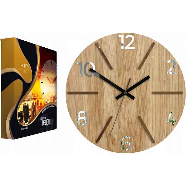 Nástěnné hodiny Dubové akrylové Aksel Wood Copper Mirror Kulatý