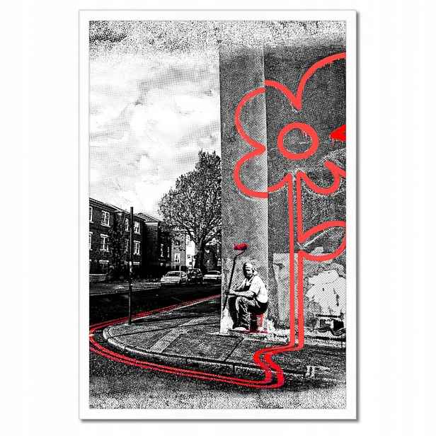 Plakáty v rámu 40x60 Banksy Červená květina