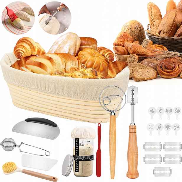 Startovací Sada Pro Pečení Chleba Na Kvásku, Košík Na Pečení Chleba+nůž